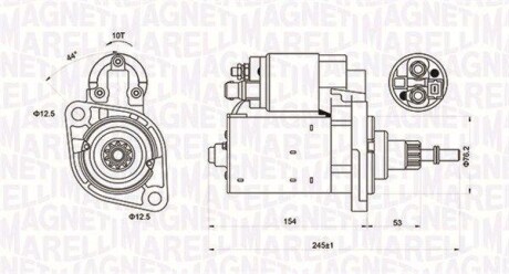 Стартер Audi A3 1.8 96-03/Ford Galaxy I 2.0i 95-06/Seat Ibiza II 2.0 i 16V (1.1kw) (z=10) MAGNETI MARELLI 063720619010