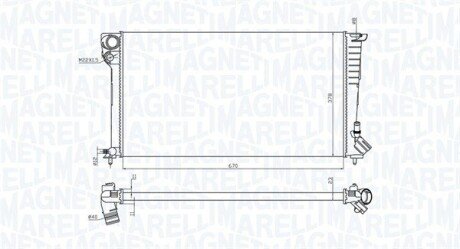 CITROEN Радиатор охлаждения Berlingo,Xsara,Peugeot 306,Partner 1.8D/1.9D 96- MAGNETI MARELLI 350213199700 (фото 1)