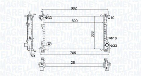 FORD радіатор охолодження Focus 1.6 98- MAGNETI MARELLI 350213201200