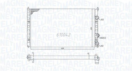 VW радіатор охолодження Caddy II 1.6/1.9D -04,Polo,Seat Ibiza,Inca,Cordoba 93- MAGNETI MARELLI 350213838000 (фото 1)