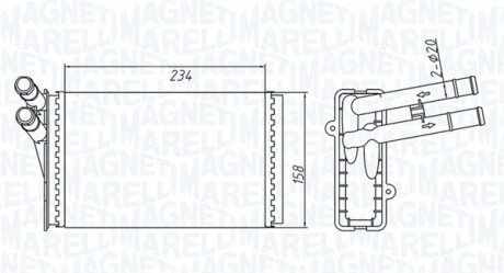 VW радіатор пічки Passat 96- AUDI 80/A4 MAGNETI MARELLI 350218409000 (фото 1)