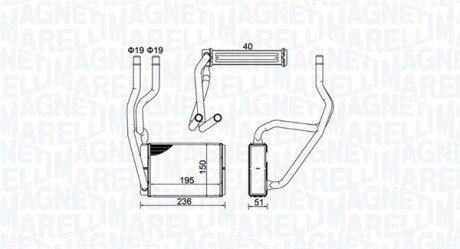 FORD радіатор опалення Fiesta V,Fusion 01-,Mazda 2 03- MAGNETI MARELLI 350218421000
