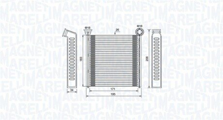 VW радіатор опалення Audi A3,Golf,Passat,Tiguan,Skoda Octavia MAGNETI MARELLI 350218448000 (фото 1)