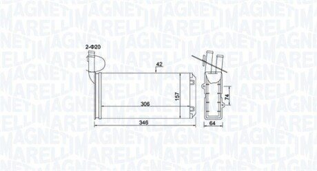 VW радіатор пічки T4 90- MAGNETI MARELLI 350218474000