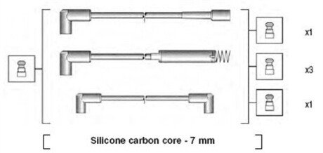 Комплект ізольованих проводів для свічок запалення MAGNETI MARELLI 941125180672 (фото 1)