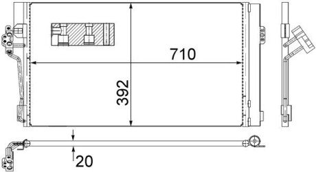 Радіатор кондиціонера MB Vito (W639) 2.2CDI 03-08 (кріплення на 2 шпильки) MAHLE / KNECHT AC 762 000S