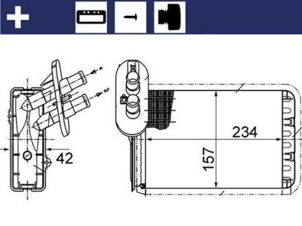 Радіатор пічки Galaxy/Sharan 1.9-2.8 95-10 MAHLE / KNECHT AH 164 000S