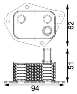 Радіатор масляний HYUNDAI/KIA \'\'1.4-1.7CRDi \'\' 05>> MAHLE / KNECHT CLC199000S (фото 1)