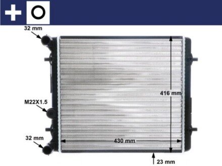 Радіатор охолодження VW Golf IV 1.4-1.6 97-06/Skoda Octavia 1.4/1.6 96-10 (-AC) (МКПП) MAHLE / KNECHT CR 367 000S