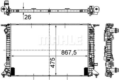 Радіатор охолодження Audi A4/A5/A6/Q3/Q5 1.4-3.0d 07-16 (АКПП) MAHLE / KNECHT CR 910 000S