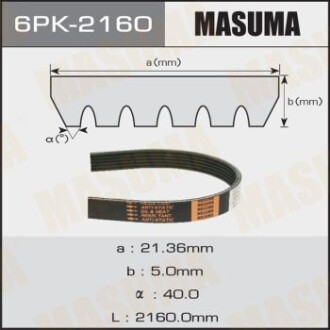 Ремінь полікліновий (6PK-2160) MASUMA 6PK2160