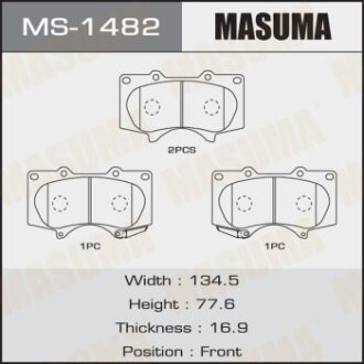 Колодки гальмівні передн Mitsubishi Pajero (06-)/ Toyota Hilux (11-), Land Cruiser Prado (02-09) (MS-1482) MASUMA MS1482