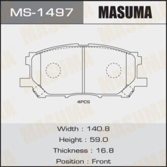 Колодки гальмівні передн Lexus RX 300, 330, 350 (04-08) (MS-1497) MASUMA MS1497 (фото 1)