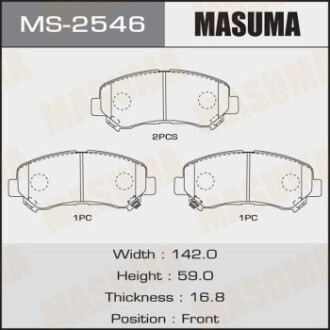 Колодки гальмівні передн Nissan Qashqai (06-13), X-Trail (07-14)/ Suzuki Kizashi (09-15) (MS-2546) MASUMA MS2546 (фото 1)