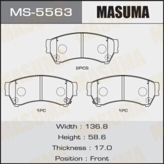 Колодки гальмівні передн Mazda 6 (07-12) (MS-5563) MASUMA MS5563