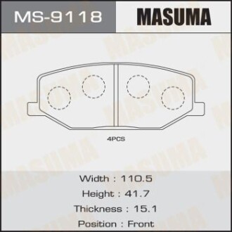 Колодки гальмівні (MS-9118) MASUMA MS9118