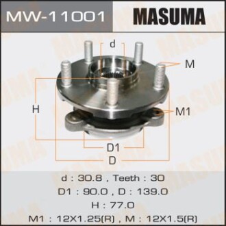 Маточина колеса переднього у зборі з підшипником Toyota Auris (06-15), Avensis (08-15), Corolla (06-13), RAV 4 (05-) (MW-11001) MASUMA MW11001 (фото 1)