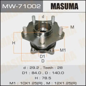 Маточина колеса переднього у зборі з підшипником Suzuki Grand Vitara (05-) (MW-71002) MASUMA MW71002