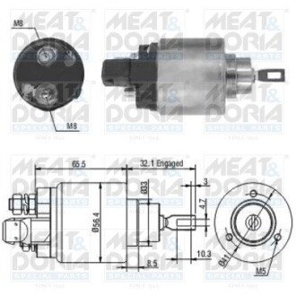 MEATDORIA AUDI Втягуюче реле стартера A3 (8L1) 1.8 T 96-03, FORD GALAXY I (WGR) 2.8 i V6 95-00, SEAT CORDOBA 1.9 SDI 96-99, VW GOLF IV (1J1) 1.9 TDI 4motion -02, SKODA FABIA I Combi (6Y5) 2.0 00-07 MEAT&DORIA 46004