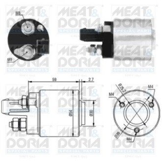 MEATDORIA AUDI Магнітний перемикач стартера A3 (8L1) 1.6 00-03, SEAT AROSA (6H1) 1.4 TDI 00-04, SKODA OCTAVIA I (1U2) 1.6 97-07, VW BORA I (1J2) 1.9 TDI 00-05 MEAT&DORIA 46105