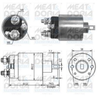 MEATDORIA CITROEN Втягуюче реле стартера JUMPER I 1.9 D 99-02, FIAT SCUDO 2.0 JTD 99-06, LANCIA PHEDRA 2.2 JTD 02-10, PEUGEOT EXPERT 2.0 HDI 00-06 MEAT&DORIA 46166