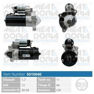 MEATDORIA FIAT стартер Scudo 1.9D, 2.0 JTD, Citroen Jumpy MEAT&DORIA 5010040 (фото 1)