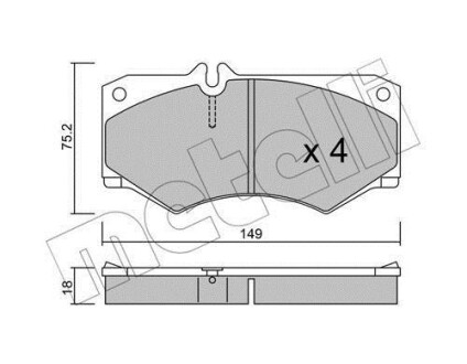 Колодки гальмівні (передні) MB 207-613D 70-96/G-class (W460/W461/W463) 79-/VW LT 78-96 Metelli 22-0014-0