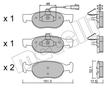 Колодки гальмівні (передні) Fiat Bravo/Brava 95-01/Marea 96-02/Lancia Delta II 94-99 (+датчик) Metelli 22-0079-0