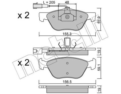 Колодки гальмівні (передні) Alfa Romeo 145/146/156/GT/GTV/Spider/Fiat Bravo 95-05 Metelli 22-0083-0 (фото 1)