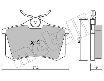 Колодки гальмівні (задні) VW Golf II/III/Passat B2/B3/B4 84-99/Polo 95-01/Peugeot 405 87-97 Metelli 22-0100-0