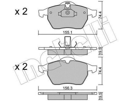 Колодки гальмівні (передні) Opel Astra G 99-02/Vectra B 95-03/Calibra A 91-97/Saab 9-3 98-09 Metelli 22-0118-0