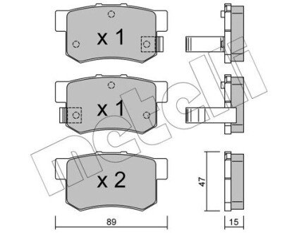 Колодки гальмівні (задні) Suzuki SX4/Swift 06-/Honda Accord 91-93/Civic 95-/Fiat Sedici 06-14 Metelli 22-0173-0