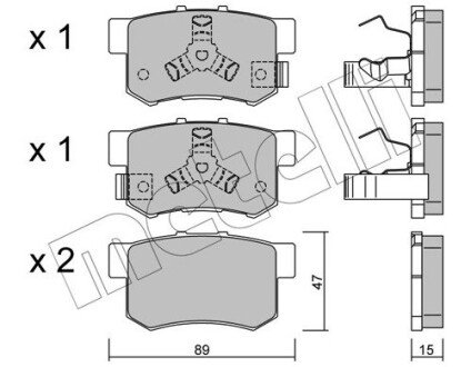 Колодки гальмівні (задні) Honda Accord VIII 08-/CR-V II 01-07/CR-V IV 12-/FR-V 04- Metelli 22-0173-1