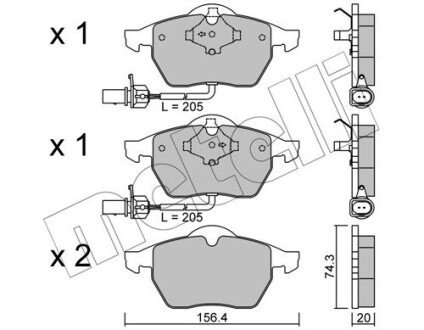 Колодки гальмівні (передні) Audi A6 97-05 (з датчиком) Metelli 22-0181-3