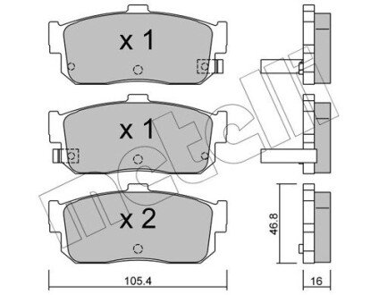 Комплект гальмівних колодок (дискових) Metelli 22-0193-1