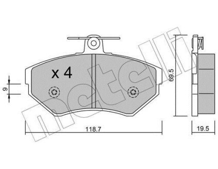 Колодки гальмівні (передні) Audi A4 94-01/VW Passat B5 96-00 Metelli 22-0215-0