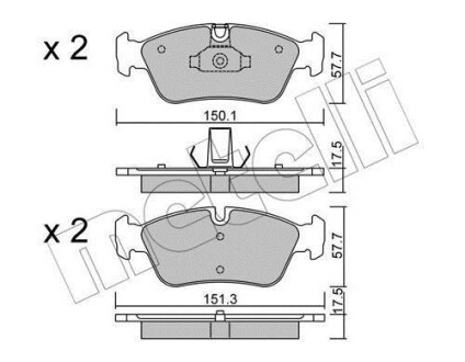 Колодки гальмівні (передні) BMW 3 (E46) 98-06 Metelli 22-0260-0