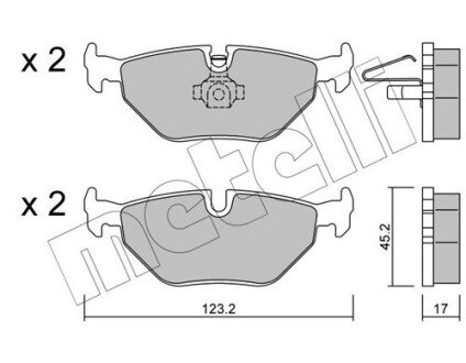 Колодки гальмівні (задні) BMW 3 (E46) 98-07/Z4 (E85/E86) 03-09/Rover 75 99-05/Saab 9-5 97-09 Metelli 22-0261-0