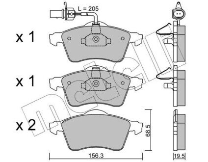 Комплект гальмівних колодок (дискових) Metelli 22-0263-1