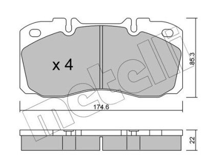 Колодки гальмівні (передні) Iveco Daily IV/V/VI 06-/Line 14-16/Eurocargo 91-15 Metelli 22-0268-0