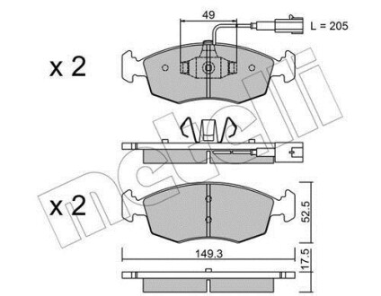 Колодки гальмівні (передні) Fiat 500/Punto 05- Metelli 22-0274-4