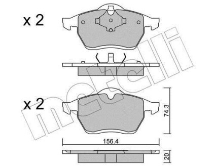 Колодки гальмівні (передні) Ford Galaxy 95-15/Seat Alhambra 96-10/VW Sharan 95-10 Metelli 22-0279-0 (фото 1)