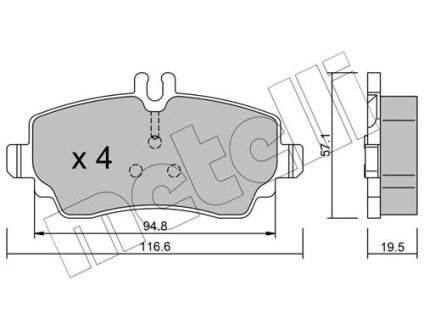 Колодки гальмівні (передні) MB Vaneo (W414) 02-05 Metelli 22-0310-1