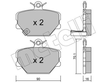 Колодки гальмівні (передні) Smart Cabrio 00-04/City Coupe 98-04/Roadster 03-05/Fortwo 04- Metelli 22-0341-0