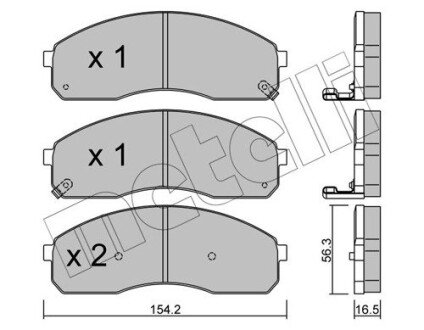 Колодки гальмівні (передні) Kia Carnival -06/K2500/Pregio 2.5-2.9 97- Metelli 22-0374-0