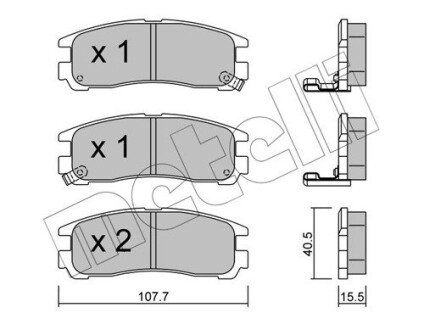 Колодки гальмівні (задні) Mitsubishi Lancer V-VII 94-13/Galant VII 92-96/Space Wagon 98-04 Metelli 22-0398-0