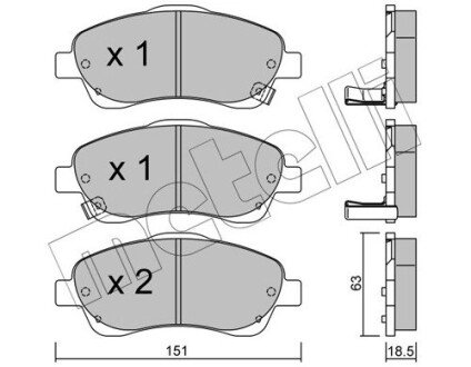 Колодки гальмівні (передні) Toyota Avensis 03-08/Corolla Verso 04-09 Metelli 22-0450-0