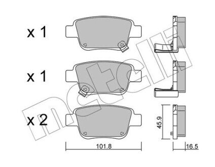 Колодки гальмівні (задні) Toyota Avensis 03-08/Corolla Verso 04-09 Metelli 22-0451-0