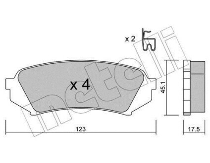 Колодки гальмівні (задні) Toyota Land Cruiser 100 98-07/Lexus LX II 98-08 Metelli 22-0453-0 (фото 1)