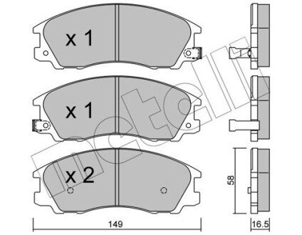 Колодки гальмівні (передні) Hyundai Terracan 01-06 Metelli 22-0506-0